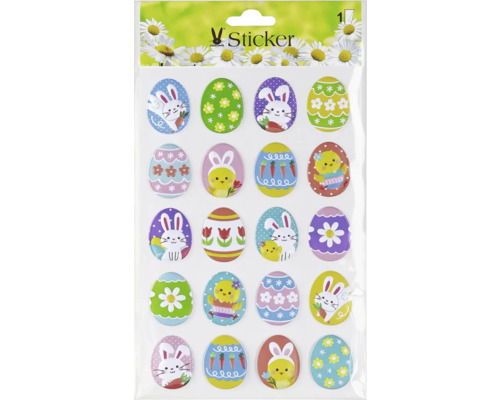 Velikonoční samolepky motiv vajíček 3,5 cm 20 ks Balení samolepek s motivy vajíček a Velikonoc