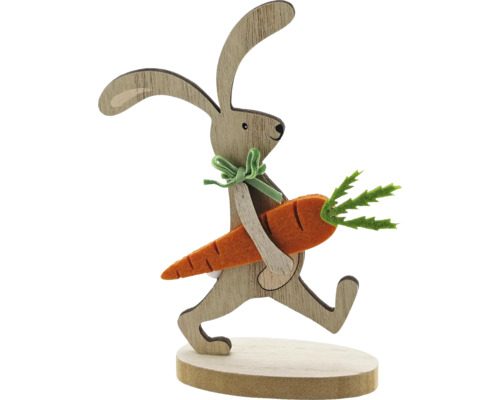 Velikonoční stolní dekorace zajíc dřevěný 11 x 15 cm Dekorativní velikonoční zajíček ze dřeva s mrkví