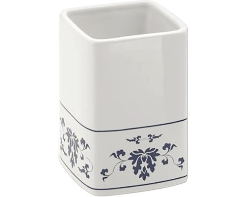 Držák zubních kartáčků GEDY CIXI GD-CX988900300 Keramický kelímek na zubní kartáčky s květinovým dekorem