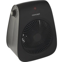 Černý ohřívač Concept s nastavovacím knoflíkem a mřížkou ventilátoru