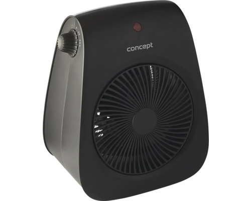 Černý ohřívač Concept s nastavovacím knoflíkem a mřížkou ventilátoru