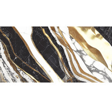 Dekorativní dlaždice se vzhledem mramoru, černé, bílé a zlaté žíly