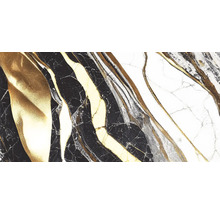 Detail mramorové dlaždice se zlatými, černými a bílými tóny