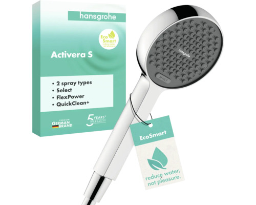 Ruční sprcha Hansgrohe Activera S s funkcí EcoSmart a souvisejícím balením