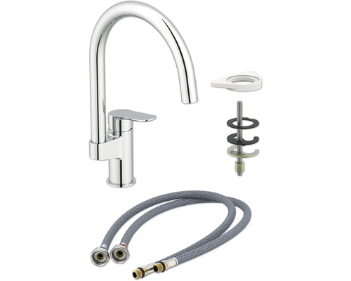 Kuchyňská baterie s instalačním materiálem a flexibilními hadicemi