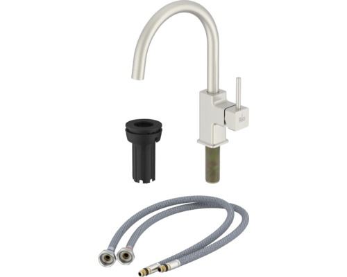 Kuchyňská baterie s montážním příslušenstvím a flexibilními připojovacími hadicemi