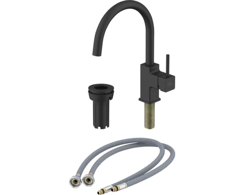 Černá kuchyňská baterie s příslušenstvím