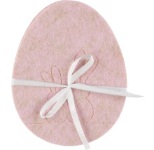 Sada růžových podložek pod vajíčka z plsti, svázaných stuhou