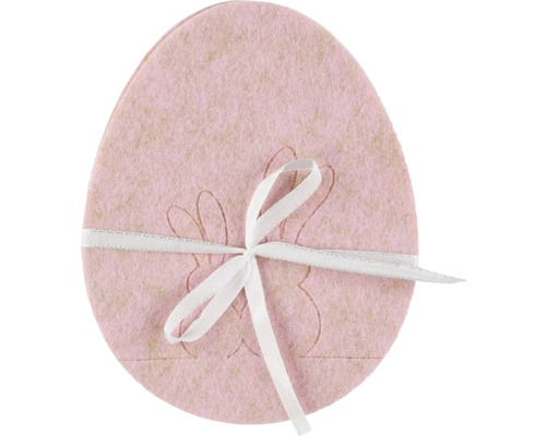 Velikonoční podložka vajíčko filc 12 x 15 cm růžová 3 ks Sada růžových podložek pod vajíčka z plsti, svázaných stuhou