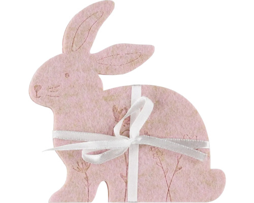 Dekorativní podložka zajíček filc 12 x 13 cm růžová 3 ks Dekorativní zajíček z plsti se stuhou jako velikonoční dekorace