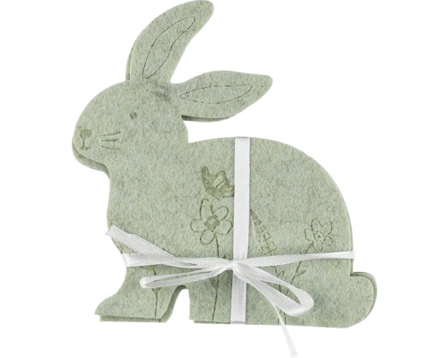 Velikonoční podložka králík 12 x 13 cm 3 ks Dekorační zajíček z plsti se stuhou pro velikonoční dekoraci