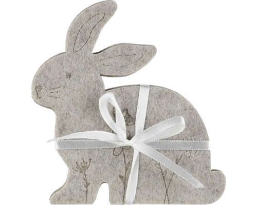 Velikonoční podložky králík filc 12 x 13 cm šedé 3 ks Dekorativní zajíček z plsti se stuhou jako velikonoční dekorace