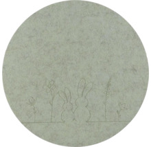 Kulatá plstěná podložka s motivem zajíčků a květin