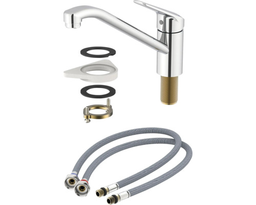 Kuchyňská baterie s připojovacími hadicemi a upevňovacím materiálem