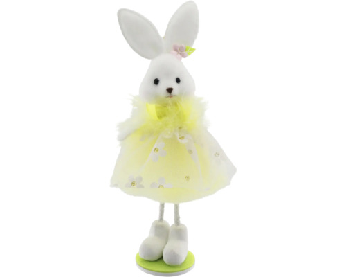 Velikonoční dekorace zajíc v šatech 18 cm žlutá Dekorativní velikonoční figurka králíka s šaty