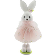 Dekorativní velikonoční zajíček s šaty a květinovou aplikací