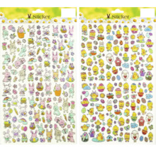 Arch samolepek s velikonočními motivy, včetně zajíčků a kuřátek