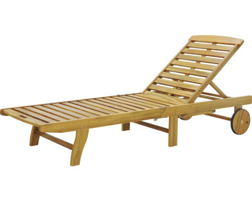 Dřevěné lehátko s nastavitelným opěradlem a kolečky