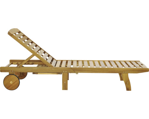 Dřevěné lehátko s kolečky a nastavitelným opěradlem