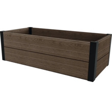 Obdélníkový truhlík s dekorem dřeva a černými rohovými spoji