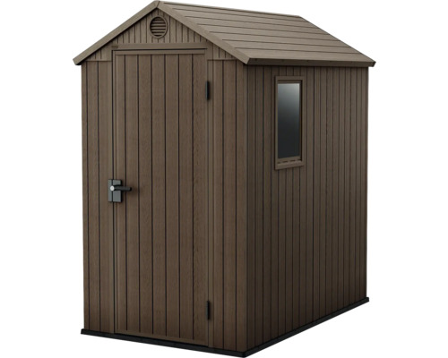 Plastový zahradní domek KETER Darwin 4x6 Evotech™ 112 x 176,5 cm hnědý Dřevěná zahradní skříň s oknem a dveřmi
