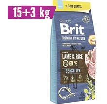 Brit Premium jehněčí s rýží krmivo pro psy, balení 15 plus 3 kilogramy