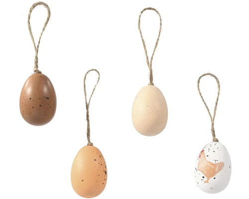 Čtyři dekorativní velikonoční vajíčka s věšáky
