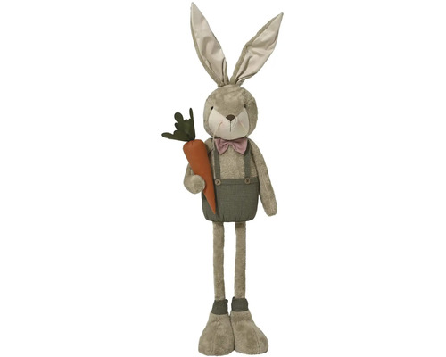 Plyšový zajíc s mrkví, motýlkem a kostkovanými kalhotami