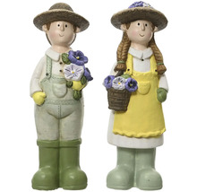 Dekorativní figurky zahradní dekorace muž a žena s květinami