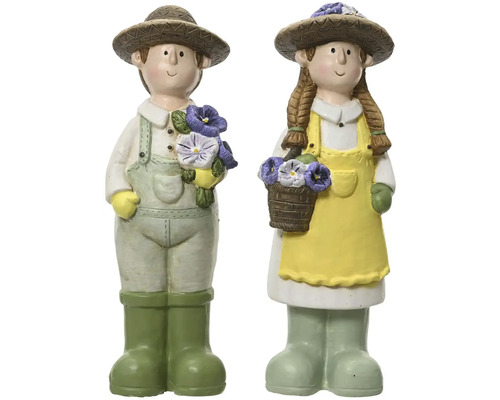 Dekorativní figurky zahradní dekorace muž a žena s květinami
