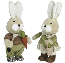 Dekorativní figurky velikonočních zajíčků s mrkví, v sadě