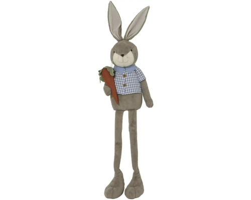 Plyšový zajíc s mrkví a kostkovanou košilí