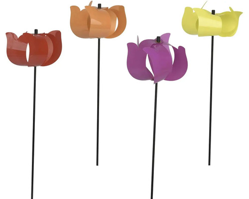 Větrníky do zahrady ve tvaru tulipánů v různých barvách