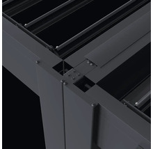 Detail rohového spoje terasového zastřešení se šrouby