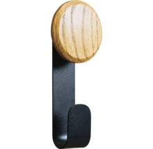 Nástěnný hák s kulatou dřevěnou hlavou a kovovým hákem