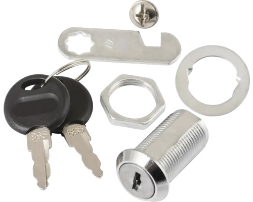 Lamelový zámek 30mm na plechový nábytek se závitem M16 Sada nábytkového zámku s cylindrickou vložkou, dvěma klíči a montážním příslušenstvím