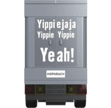 Model transportéru Hornbach s nápisem Yippie jaja Yippie Yippie Yeah!