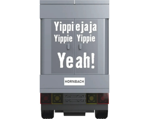 Model transportéru Hornbach s nápisem Yippie jaja Yippie Yippie Yeah!