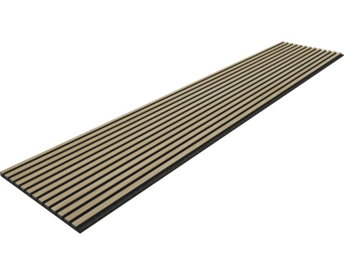 Akustický panel Sonava dub bergen jednostranně dýhovaná přírodní olejovaný 2600 x 520 x 21 mm Akustický panel s dřevěnými lamelami na plstěném podkladu