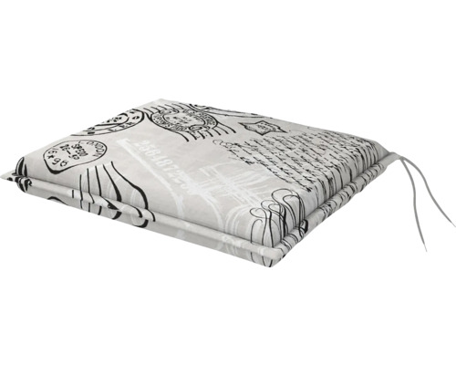 Sedák na židli SPOT 50 x 50 x 4 cm Čtvercový sedák s motivem pohlednice a vázacími pásky