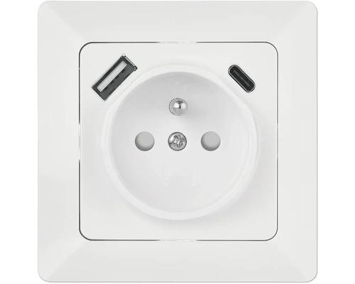 Zásuvka Emos 1906010511 s USB A+USB C bílá Zásuvka s USB a USB-C portem
