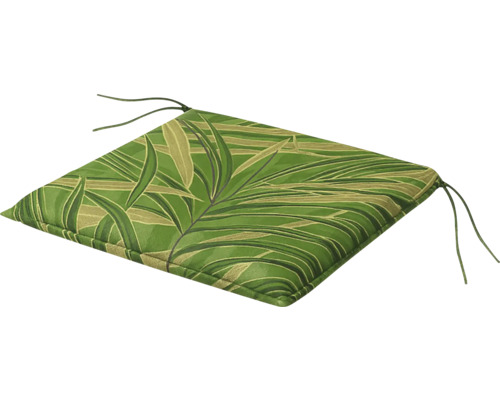 Sedák na židli LIVING 50 x 50 x 4 cm Čtvercový sedák se vzorem listů a vázacími pásky na zahradní nábytek