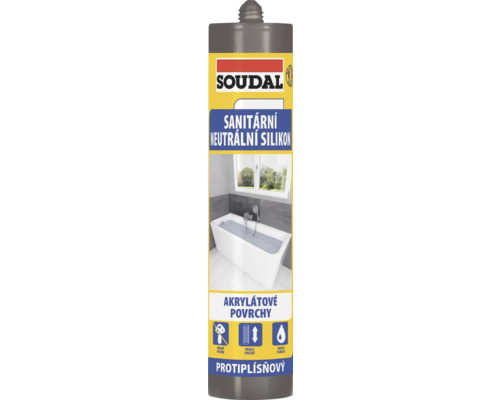 Silikon sanitární SOUDAL 280 ml neutrální transparentní Soudal Sanitární Neutrální Silikon kartuše pro akrylátové povrchy, odolný proti plísním, trvale pružný a odolný proti vlhkosti