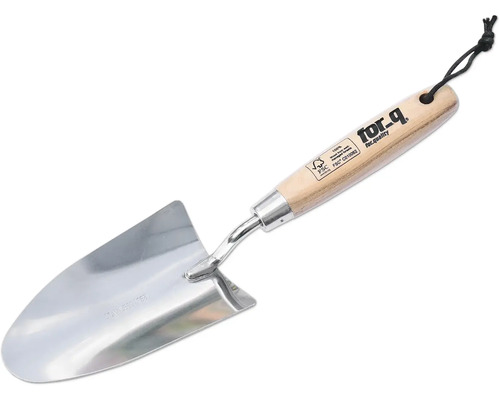 Zahradní lopatka s dřevěnou rukojetí a poutkem na zavěšení