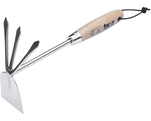 Kombinovaná motyka s dřevěnou rukojetí pro zahradní práce
