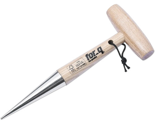 Sázecí kolík For-Q z oceli a dřeva s kovovou vložkou a logem společnosti