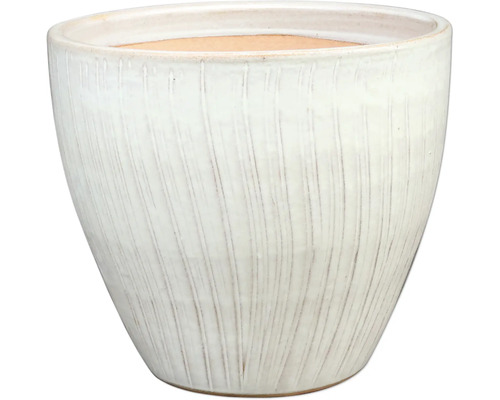 Keramický květináč s vertikálním rýhovaným vzorem