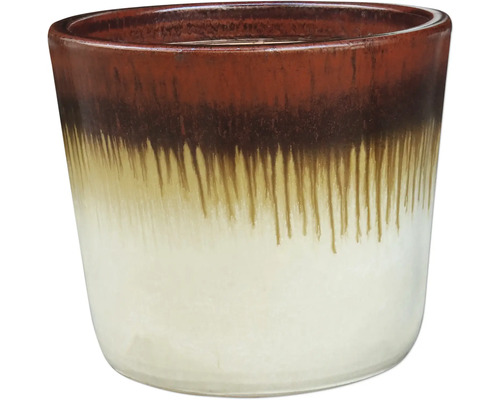 Květináč Sunset White keramický glazovaný Ø 47 cm V 39 cm hnědý bílý Keramický květináč s barevným gradientem