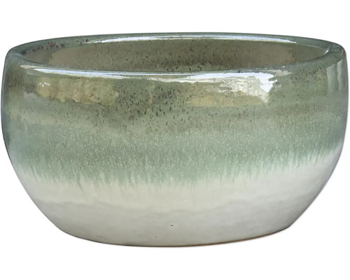 Květináč Avocado White Keramický glazovaný Ø 34 cm V 17 cm zelená bílá Keramická nádoba na rostliny