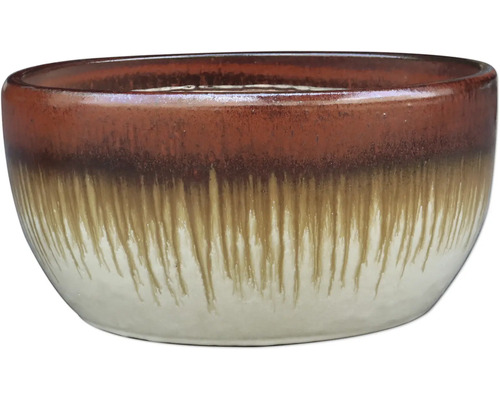 Sunset Bílý glazovaný keramický květináč Ø 44 cm V 21 cm hnědý bílý Keramický květináč s gradientním vzorem